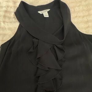 White House Black Market Black Ruffled Blouse